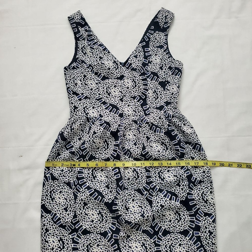 Shoshanna Women's Blue & White Geo Print Shear Floral Lace Mini Dress Size 0/ XS - Picture 11 of 14
